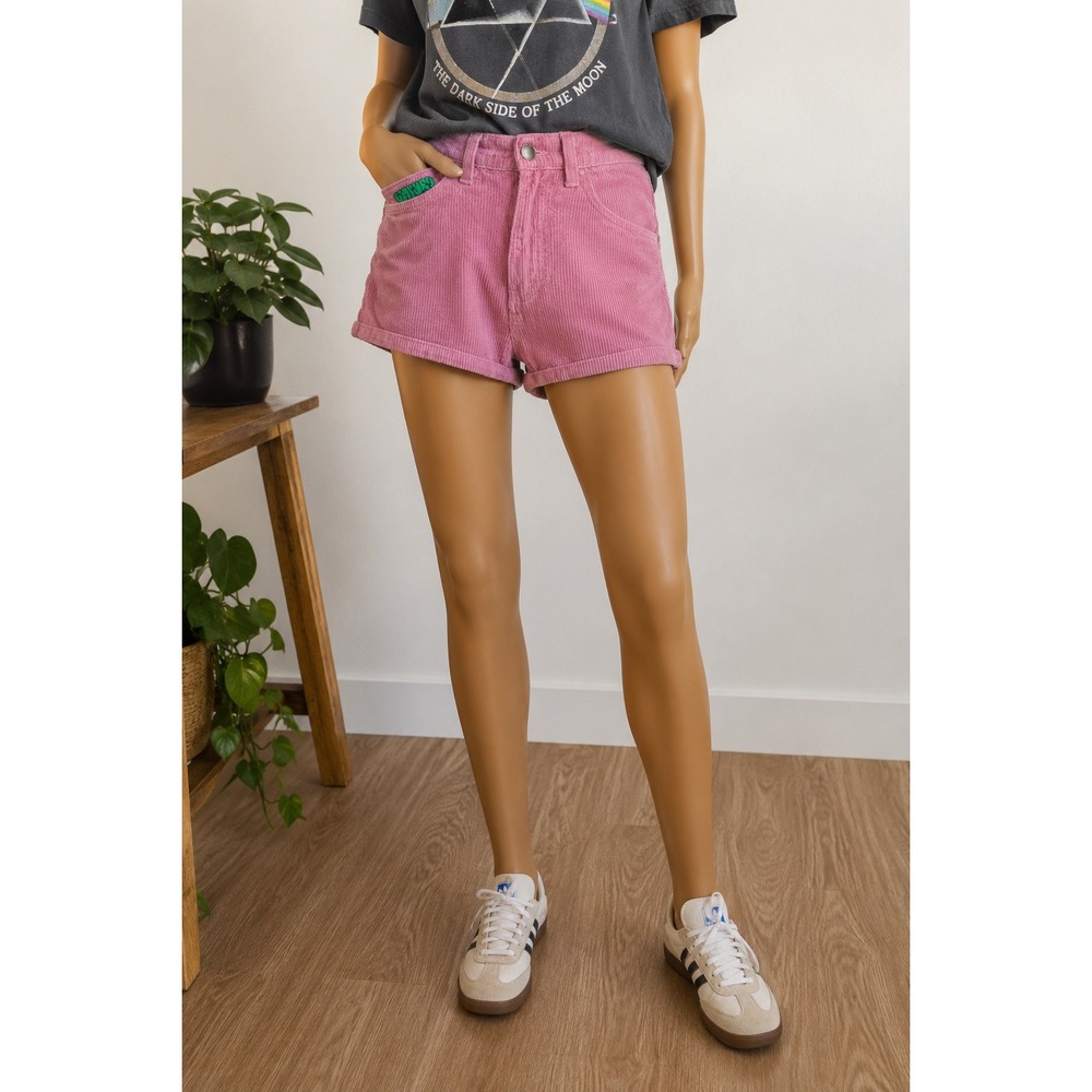 Empyre Pink Corduroy Carpenter Shorts Womens Small High Rise Utility Skate Y2K